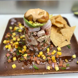 a tortilla and corn salad