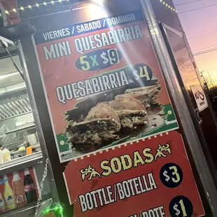 a sign for a mexican food truck