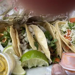 Carne Asada, Pork and Chicken tacos