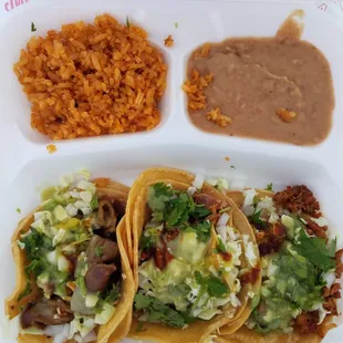Taco Combo Plate with Asada, Tripas and Adobada