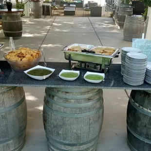 Custom Catering Apps: Chips, Salsa and Guac. Mulitas and Taquitos