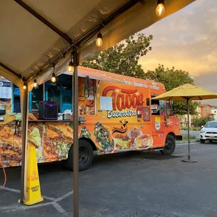 a food truck parked in a parking lot