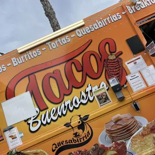 Can't miss this bright orange truck.