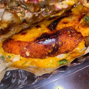 a close up of a taco