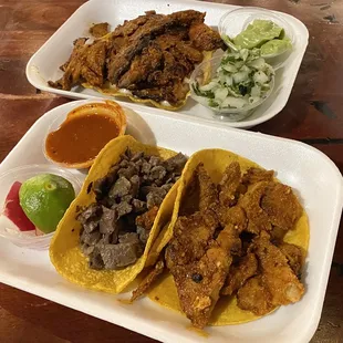 Carne Asada &amp; Al Pastor Tacos and Al Pastor Vampiro