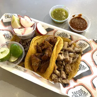 Carne Asada, Al Pastor and Chicken Tacos