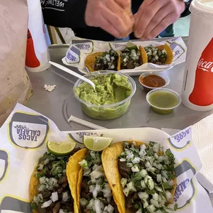 Taco Carne Asada Chips &amp; Guacamole Horchata