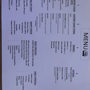 menu