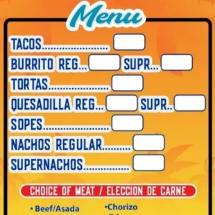 a menu for a mexican restaurant
