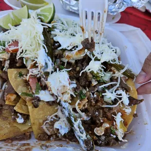 Thick chips and generously topped