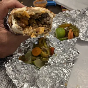 Inside of the Carne Asada burrito supreme