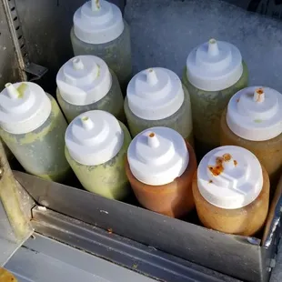 a variety of condiments