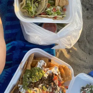 Asada Tacos and Asada Nachos