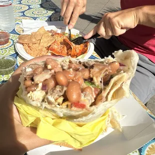 Inside the Carne Asada Burrito with egg added