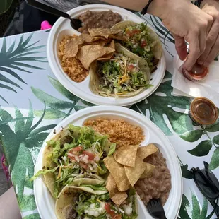 Carne Asada Street Tacos, super good. Staff was very nice and welcoming and it's close to the beach!