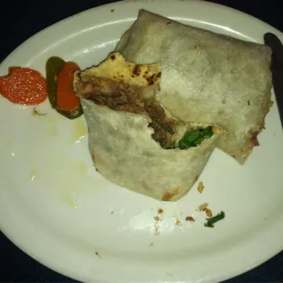 Carne Asada with salt burrito.