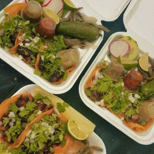 Pastor, cabeza, langua tacos