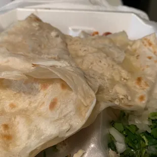 Chicken quesadilla with shredded chicken