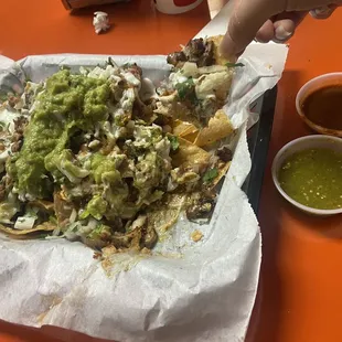 Nachos with Pastor as the choice of meat :)