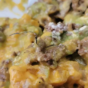Piece of steel scrubber in asada fries