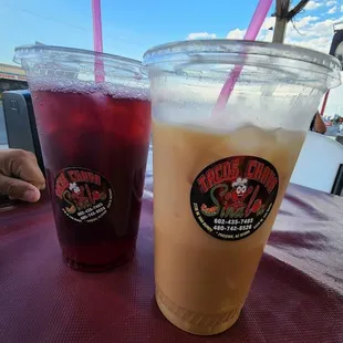 two drinks on a table