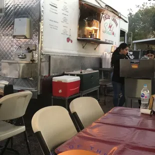 a food truck parked in a parking lot