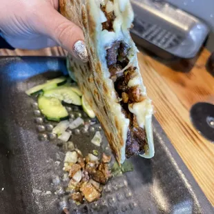 Inside my Quesadilla after taking a bite.