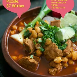 Delicious Pozole $7.50+tax
