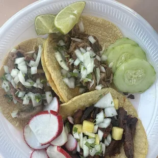 Pastor, carnitas, asada tacos