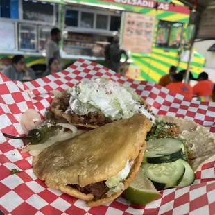 Taco, tostada and Gordita