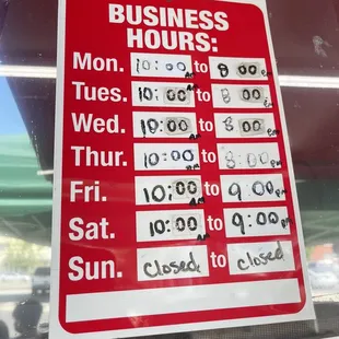 Hours as of April 2022