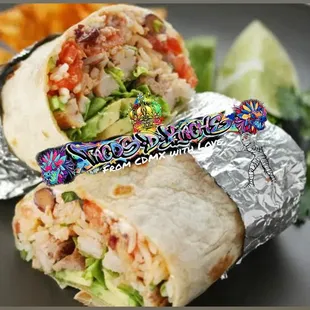 burrito wrapped in aluminum foil