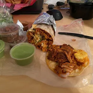 Pastor taco and burrito