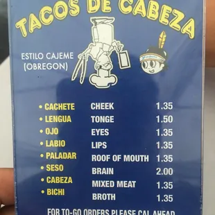 menu