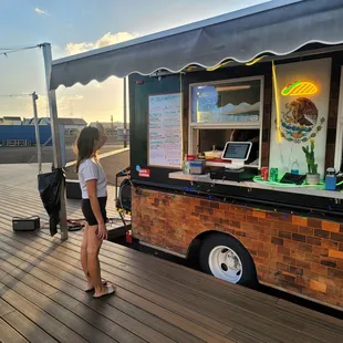 New fan waiting to order at our new location at the old Fisherman&apos;s wharf. Soon to be called  &quot;the Wharf&quot;