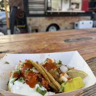 Chicken Tinga and Pork Belly Tacos