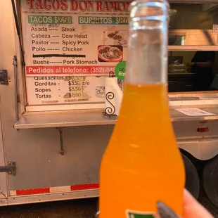 Menu and jarritos