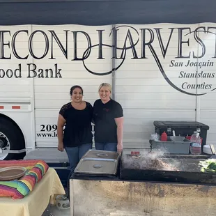 April's and I serving up food at Second Harvest