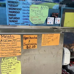 Menu/Business hours