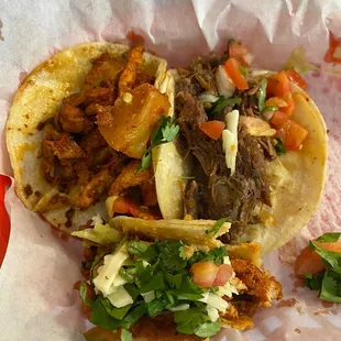 2 Pastor and 1 Asada tacos