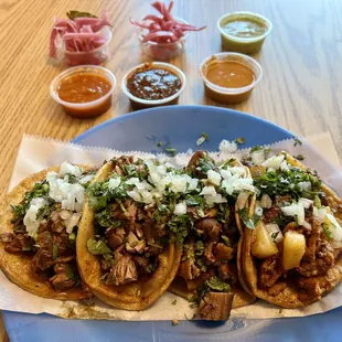 (L-R) Birria, Tripas, Suadero, Al Pastor