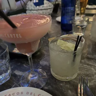 Frozen Hibiscus Mango Marg and a Cadillac Marg..... double fisting