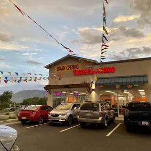 Outside of Tacos Del Gordo restaurant.