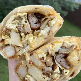 Sausage breakfast burrito