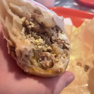 Sausage breakfast burrito