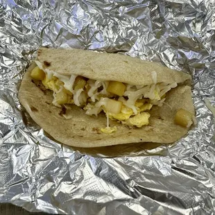Potato, egg, and cheese