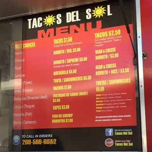 menu