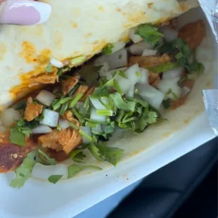 Inside of my chicken taco