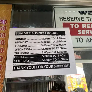 Business hours!! Nice!