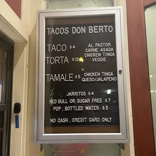 a menu in a window